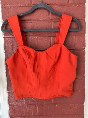 Sunday in Brooklyn NWT Structured Women's Red/Orange Cropped, Zipper Back Tank